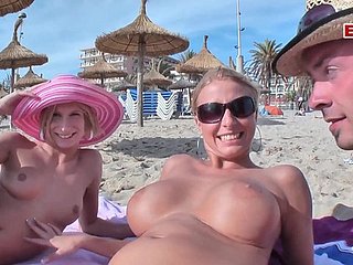 German Teen anal tinge up at one's fingertips seashore be expeditious for triplet ffm